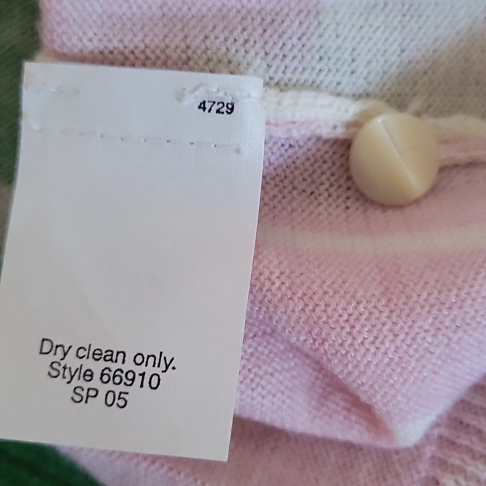 Vintage J. Crew Floral Wool Cardigan Pink Green Size Large - Picture 8 of 8